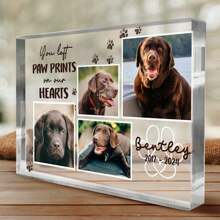 你在我们心中留下了爪印 亚克力相片块、定制宠物纪念牌匾、个性化宠物遗失礼物、狗死亡礼物 - 棕色 - 查看 4