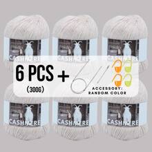 6 Balls 300g Soft Skin-Friendly Cashmere Yarn (50g*6, 65% Cashmere; 25% Acrylic; 10% Rayon), Suitable For Knitting Sweaters, Coats, Shawls, Hats, Comes With Knitting Tools - Stitch Markers, Yarn Needles - Multicolor - View 17