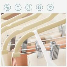30 Pack Skirt Pants Hangers 17 Inch Long Velvet Clips Hangers With Adjustable Clips Non-Slip For Skirts Coats Dresses Black - Beige - View 9