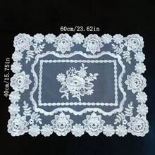 1 件欧式长方形新款刺绣玫瑰蕾丝通用电饭煲罩、防尘罩、多用途茶盘、电脑键盘、多功能布桌垫