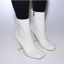 Womens Block Heel Ankle Bootie - Bone - View 1