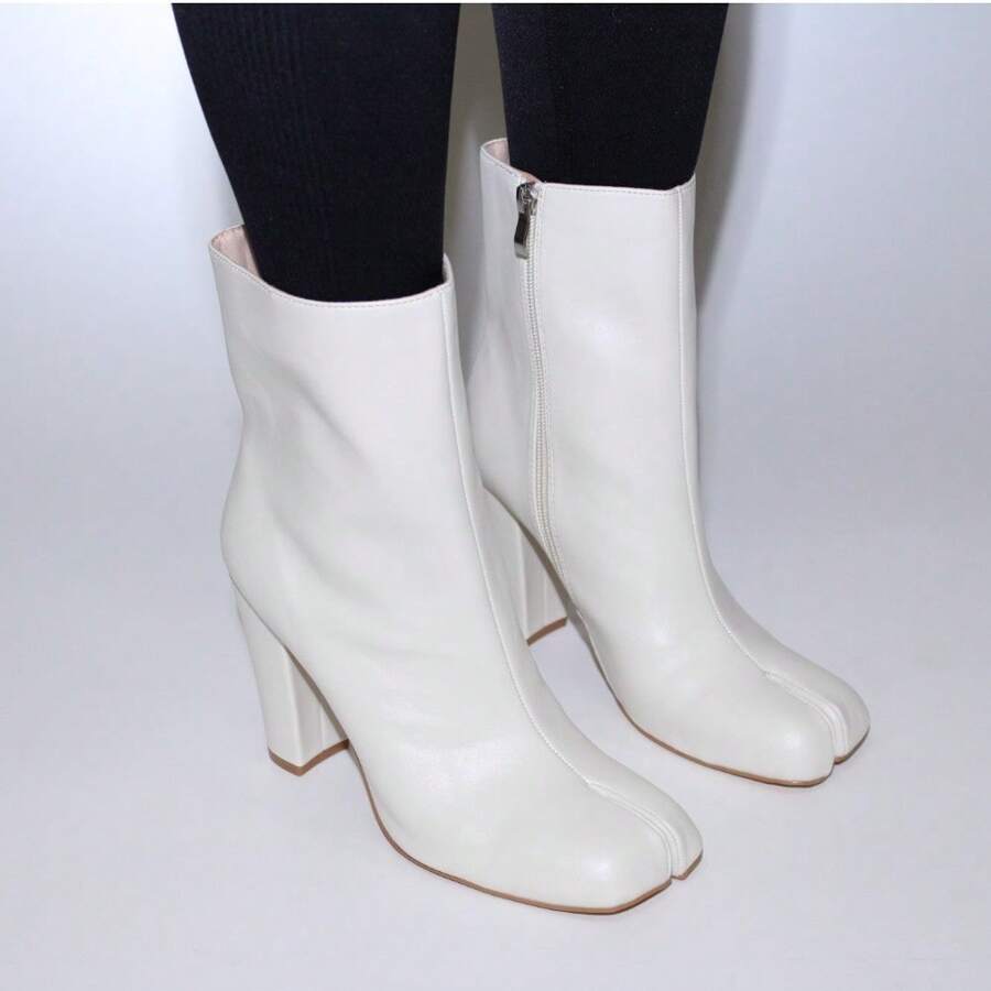 Womens Block Heel Ankle Bootie - Bone - View 1