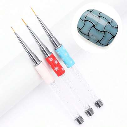 3支美甲笔：7/9/11毫米精细美甲笔，适用于凝胶指甲油美甲；3支精细美甲笔，美甲设计工具；水晶和水钻绘图笔，适用于3D凝胶美甲图案；适合家庭DIY和专业美甲沙龙使用。