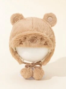 1pc Baby Winter Earflap Hat, Cute Toddler Plush Warm Trapper Cap For Boys & Girls, Autumn/Winter - 1PC - View 9