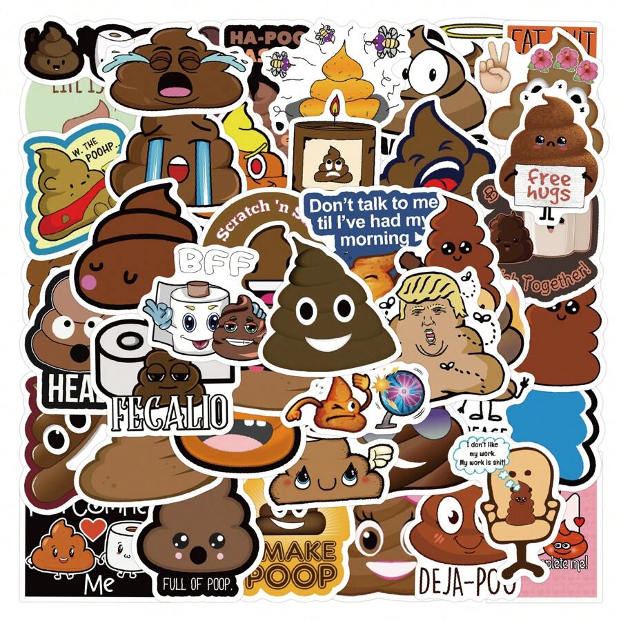 Poop Stickers - 55 Cute Poop Stickers For Poop Party Decorations, Poop ...