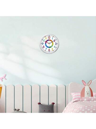 Creative Alphanumeric Pattern Analog Children's Klok Instructional Wand Mute Clock, Easy To Think About, Learn Zoning, Living Room Bedroom Playground School Outdoor Art, Children "10" 12 "(No Battery),Home ,Room Birthday Graduation Dormitory Back view 2