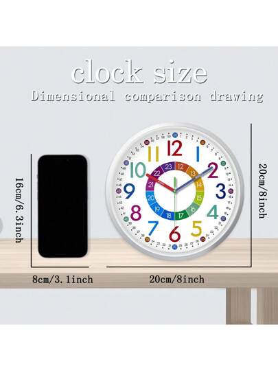Creative Alphanumeric Pattern Analog Children's Klok Instructional Wand Mute Clock, Easy To Think About, Learn Zoning, Living Room Bedroom Playground School Outdoor Art, Children "10" 12 "(No Battery),Home ,Room Birthday Graduation Dormitory Back view 3