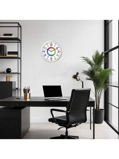 Creative Alphanumeric Pattern Analog Children's Klok Instructional Wand Mute Clock, Easy To Think About, Learn Zoning, Living Room Bedroom Playground School Outdoor Art, Children "10" 12 "(No Battery),Home ,Room Birthday Graduation Dormitory Back view 6