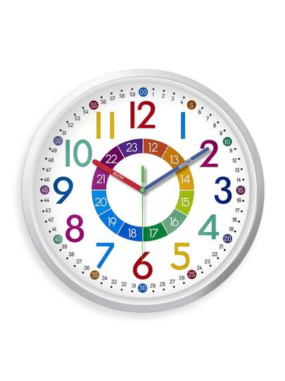 Creative Alphanumeric Pattern Analog Children's Klok Instructional Wand Mute Clock, Easy To Think About, Learn Zoning, Living Room Bedroom Playground School Outdoor Art, Children "10" 12 "(No Battery),Home ,Room Birthday Graduation Dormitory Back