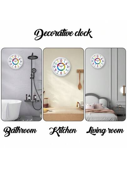 Creative Alphanumeric Pattern Analog Children's Klok Instructional Wand Mute Clock, Easy To Think About, Learn Zoning, Living Room Bedroom Playground School Outdoor Art, Children "10" 12 "(No Battery),Home ,Room Birthday Graduation Dormitory Back view 8