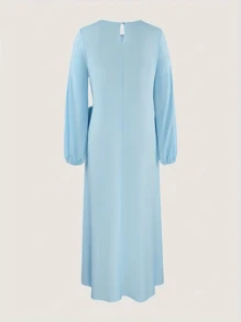 Abaya à manches longues de couleur unie pour femme, style arabe, simple et à la mode, idéale au quotidien.