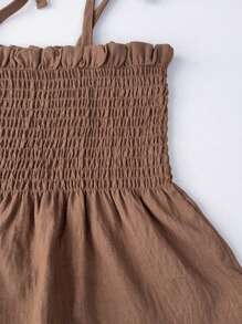 Young Girl 2Pcs Casual Woven Fabric Plain Camisole & Trousers Set For Summer