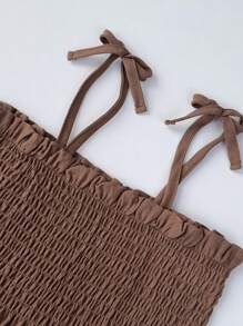 Young Girl 2Pcs Casual Woven Fabric Plain Camisole & Trousers Set For Summer