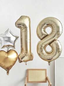 Mtrong Te 40英寸0-9香槟金色数字铝箔气球生日周年情人节派对装饰氦气气球 - 香檳色 - 查看 2
