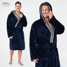 City Comfort Luxury Super Soft Dressing Gown Bathrobe - Navy Blue - View 4