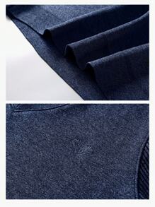 Men's Autumn/Winter 2 In 1 Shirt & Sweater, Thermal Lined Thickened Base Layer With Collar - Blue - View 5