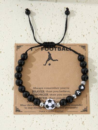ZIRUISP 1 Pc Fashionable And Popular 26 Letters Bracelet Men Soccer Beaded Bracelet For Jewelry Gift And For A Stylish Look