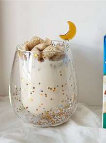 4 piezas Varillas agitadoras de vidrio, agitador con diseño de luna para mezclar bebidas, café, agua con miel, vuelta a clases con diseño de luna - Dorado - Ver 6