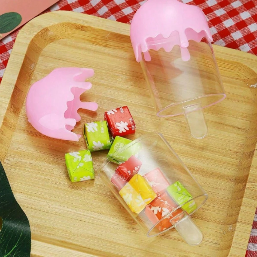 12pcs Box Ornament Container Transparent Candy Holders Clear Boxes Clear Container Pink Candy Stand Popsicle - Multicolor - View 1