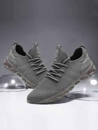 Heren Antislip Platte Sneakers Mesh Lichtgewicht En Ademend Casual Sportschoenen Outdoor Mode Hardloopschoenen Comfortabele Wandelschoenen Donkergrijs