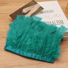 1 yarda de Ribete de tela con plumas de pavo totalmente emplumadas de estilo clásico, accesorio DIY hecho a mano y colorido para decoración de Halloween, fiesta festiva, boda, disfraz de baile, bolso, tocado, decoración de manga