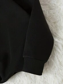 Valentine's Day Corgi Dog & Heart Graphic Print Casual Crew Neck Long Sleeve High Quality Fleece Sweatshirt For Women - Black - View 4