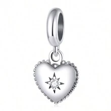 WOSTU 1pc 925 Sterling Silver Inlaid With Dazzling And Exquisite Zirconia Shiny Star And The Beautiful Moon Charms Bead Pendant Fit Women Daily Wear Jewelry Women Gifts