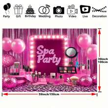 1 Stück pinke Make-up Geburtstags Wand Dekoration, geeignet für Hochzeiten, Geburtstage, Jahrestage, Bar/Volljährigkeits-Zeremonien, allgemeine Feiern - kein Strom nötig, Mehrzweck Polyesterbanner - einfach aufzuhängen, personalisierbar, perfekte Hintergrundwand Dekoration - Spa Party Hintergrund - perfekte Wahl für verschiedene Anlässe!