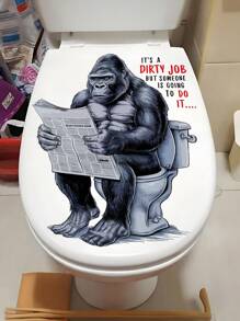 1pc, Prank Animal Stickers, Toilet Gorilla Pattern Toilet Seat Stickers, Home Decor Bathroom Stickers, Toilet Tank Decorations, Wall Decorations Bathroom Decor