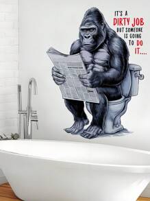 1pc, Prank Animal Stickers, Toilet Gorilla Pattern Toilet Seat Stickers, Home Decor Bathroom Stickers, Toilet Tank Decorations, Wall Decorations Bathroom Decor