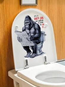 1pc, Prank Animal Stickers, Toilet Gorilla Pattern Toilet Seat Stickers, Home Decor Bathroom Stickers, Toilet Tank Decorations, Wall Decorations Bathroom Decor