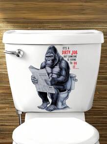 1pc, Prank Animal Stickers, Toilet Gorilla Pattern Toilet Seat Stickers, Home Decor Bathroom Stickers, Toilet Tank Decorations, Wall Decorations Bathroom Decor