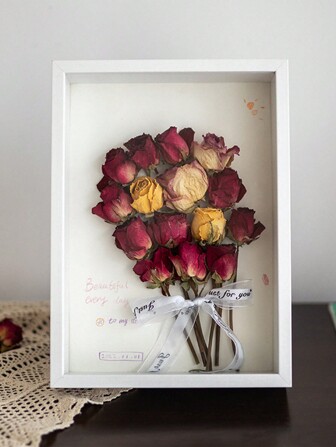 1pc Handmade Dried Flower Display Frame, DIY Hollow 3D Insect Clay Model Specimen Holder Tabletop Picture Frame, 8 Inch/7 Inch Gifts Birthday Graduation