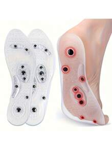 2pcs Silicone Magnetic Therapy Massage Insoles With Acupoint Massage Function, Breathable Foot Massage Pad, Suitable For Home, Outdoor And Travel - Multicolor - View 2