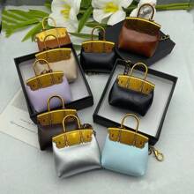 1pc Fashion Creative Oil-Wax Mirrored Effect Valentines Day Gift Mini Bag Pendant With Metal Chain, Cute Keychain Accessory (Without Box) - Multicolor - View 2