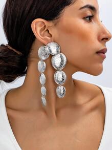 1 par de pendientes grandes y exagerados con estilo de parche agrietado, moda de estilo callejero para mujeres