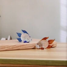 1 pieza Figurita de pez de cristal dorado - Austicioso y Bendecido, Adecuado para decoración del hogar, escritorio de oficina, regalo de Año Nuevo, regalo del Día de San Valentín, regalo festivo