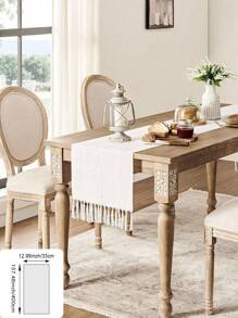 1 pezzo Tovaglia intrecciata in stile bohémien retrò, con nappe fatte a mano e frange annodate, disegno a righe avorio/verde/blu grigio/crema, adatta come copritavolo per caffè o pranzo o come copriletto, adatta per decorare tavoli da banco, matrimoni e festività di campagna,ageli per docciasposa.