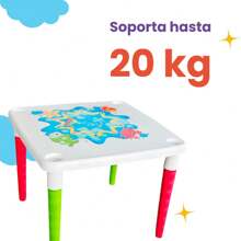 mesa infantil con patas desmontables colores aprendizaje niños comedor dinosaurio y unicornio mesa versátil para niños diseño colorido y divertido patas desmontables fácil de guardar y transportar ideal para actividades y comidas infantiles - Blanco - Ver 6