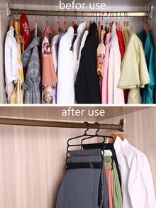 1pc 5-Layer Plastic Multifunctional Pants Hanger For Storing Ties Scarves And Pants, Space-Saving Wardrobe Organizer Ideal For Bedroom, Walk-In Closet, Dorm, Or Dressing Room, Sturdy Lightweight Plastic, 5-Tier Design Accommodates Pants, Ties, Scarves, Belts And Accessories, Smooth Non-Slip Racks, Easy Access, Clutter-Free Display, Modern Transparent Finish Complements Any Decor, Daily Outfit Prep And Seasonal Wardrobe Rotation - Multicolor - View 6