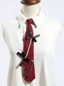 1 pieza Collar gargantilla elegante con cadena de perlas falsas y decoración de mariposa, color rosa/azul, adecuado para fiesta, regalo, escuela, camisa, atuendo de vacaciones