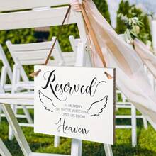 1 pieza Placa conmemorativa de boda clásica de madera con alas de ángel, placa conmemorativa personalizable, placa conmemorativa de madera multiusos con cuerda, decoración para bodas y celebraciones, texto en inglés - Multicolor - Ver 2
