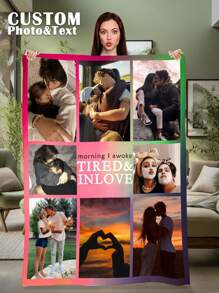 1pc Customized Photo Blanket , Personalized Photo Blanket , Personalized Photo Memory Blanket, Blanket Use For Bedding/Sofa/Indoor/Outdoor, Customized Christmas Gifts ,Friend Gift, Children Gift ,Family Gift, Birthday Gifts, Wedding Gifts, Gift For Friend, Gift For Her,Gift For Girlfriend, Gift For Mom/Dad