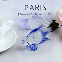 1 pieza Figurita de pez de cristal dorado - Austicioso y Bendecido, Adecuado para decoración del hogar, escritorio de oficina, regalo de Año Nuevo, regalo del Día de San Valentín, regalo festivo
