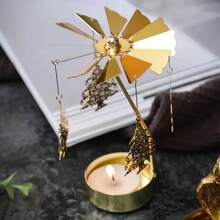 1pc Metal Hot Rotating Candle Holder Christmas Rotating Candle Holder Dinner Party Wedding Party Candle Holder Decoration Gift - Black - View 6