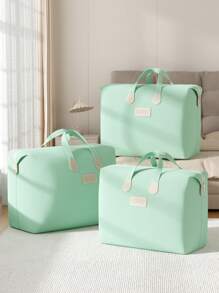 1PC Large Capacity Clothes Storage Bag With Reinforced Handle Thick Fabric, Suitable For Quilts, Blankets, Bedding, Foldable, With Sturdy Zipper, Suitable For Bedroom, Home, Closet, Wardrobe, Travel Accessories, Spacious Portable Heavy Duty Storage Bag, -Ideal For Home, Travel And Wardrobe Organization - Green - View 2