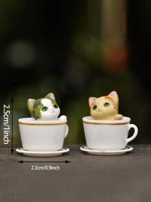 1pc Cat Design Random Cup Shaped Decoration Craft, Small Cute Art Decoration For Home Decor Best Gifts Birthday - Multicolor - View 2