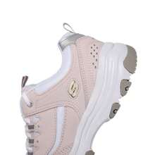 Skechers 女士 D'LITES 系列时尚系带休闲鞋，厚底舒适熊猫运动鞋。37 码及以上建议订购小半码。 - 白色/淺粉紅色 - 查看 8