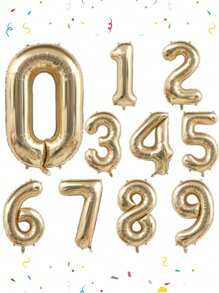 Mtrong Te 40英寸0-9香槟金色数字铝箔气球生日周年情人节派对装饰氦气气球 - 香檳色 - 查看 10