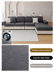 1pc Plush Fabric Anti-Slip Sofa Seat Cover Cushion, Soft And Skin-Friendly, Pet-Friendly Design, Fits L-Shaped Sofa, 1/2/3/4-Seat Sofas, Simple And Modern Style, Suitable For All Seasons (Sold Individually) - Dark Grey - View 6